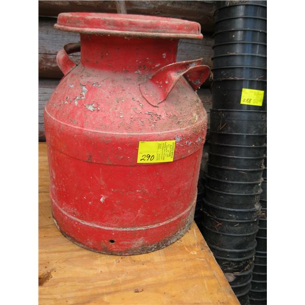 RED PAINTED MILK CAN