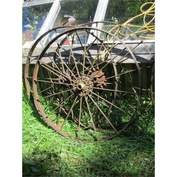 3 - METAL WAGON WHEELS