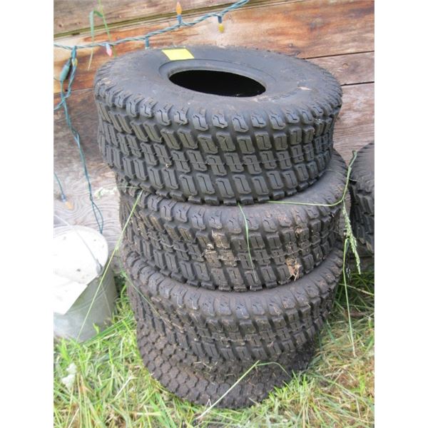 3 - 20X7-8 NHS TURF MASTER TIRES & 1 - 20X10X8 KENDRA SUPER TURF TIRE