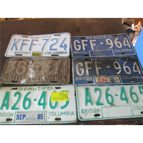 LOT OF BC LICENCE PLATES & A 1948 BC LICENCE PLATE