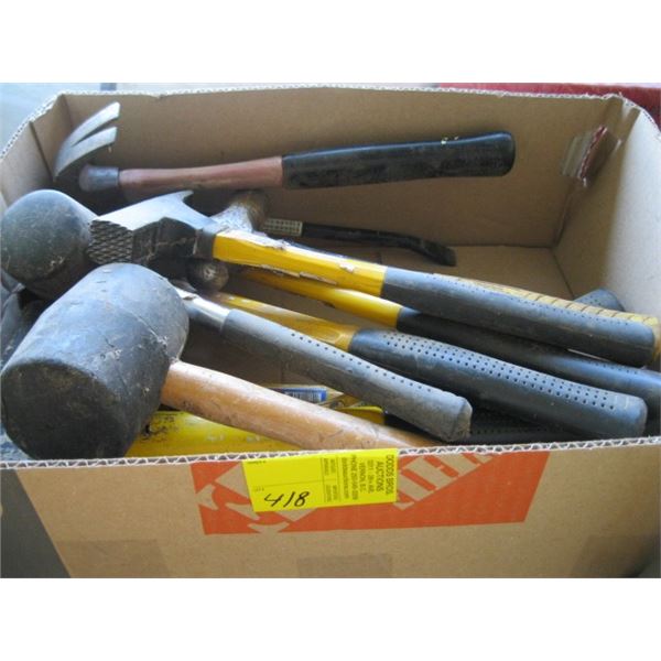 BOX OF ASSORTED HAMMERS