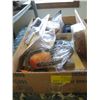 Image 1 : BOX OF MISC. - NEW ITEMS - TIE DOWN STRAP, PRESSURE GAUGE, EAR MUFFS, ETC.