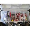 Image 3 : BOX OF ASSORTED FISHING LINE, REELS, ETC. & A FISHING TACKLE BOX W/TACKLE