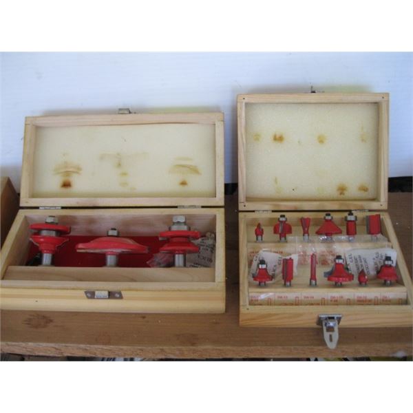 12-PC ROUTER BIT SET & A 3-PC 1/2" SHAFT ROUTER BIT SET