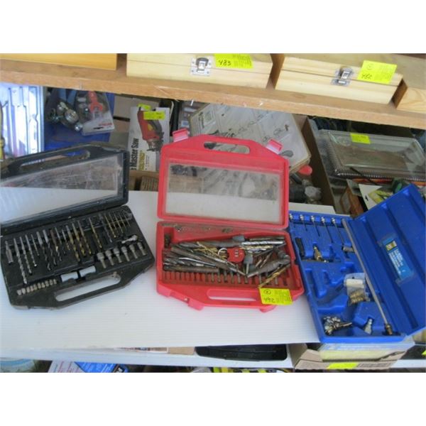 ASSORTED DRILL BITS, QUICK COUPLER SET, ETC.