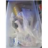 Image 2 : 2 BINS OF MISC. - PLUMBING SUPPLIES, VALVES, PIPE ENDING, CUTTING TOOLS, ETC.
