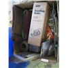 Image 2 : BOX OF ASSORTED SANDING PAPER & A BUCKET OF MISC. - GLUE GUN, ETC.