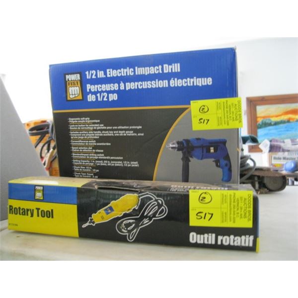 NEW POWER FIST ROTARY TOOL & 1/2" IMPACT ELECTRIC DRILL