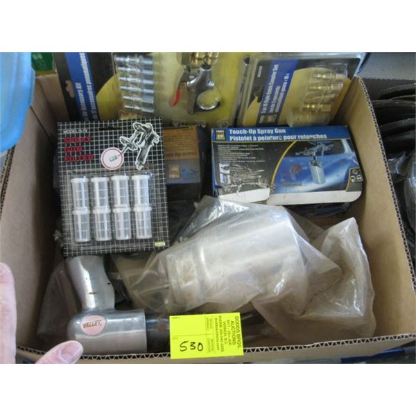 MISC. PAINT SPRAY GUNS, AIR FITTING SET, ETC.