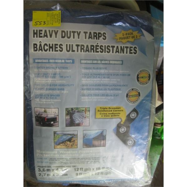 2 PACK TARP SET, 12'X16' & 9'X12'