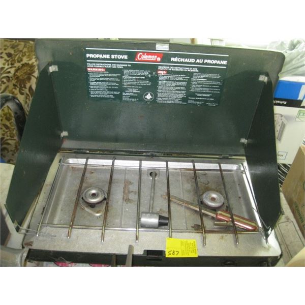 COLEMAN PROPANE CAMP STOVE & OUTDOOR FLOODLIGHT HOLDER