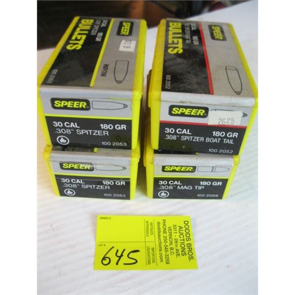 4 BOXES OF .30 CALIBER SPEAR BULLETS