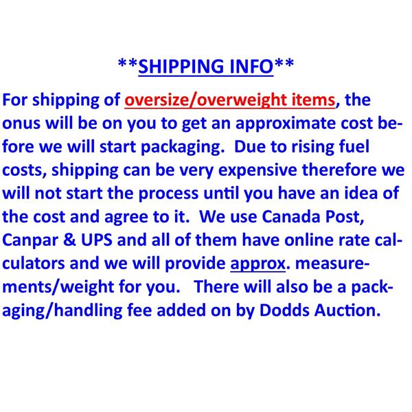 SHIPPING INFO - IMPORTANT INFO - CLICK ON DETAILS FOR MORE INFO