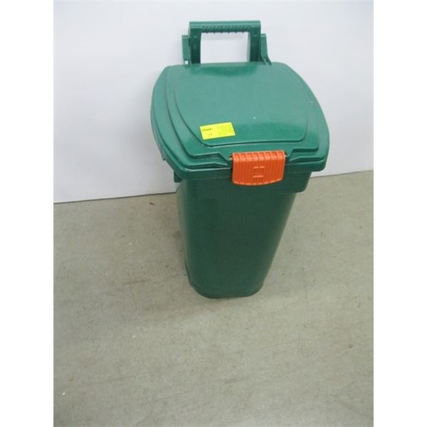 SMALL GREEN ROLLING GARBAGE CAN