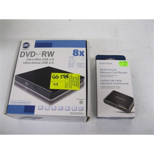 GXT EXTERNAL DVD & RW BURNER W/INSIGNIA MULTI FORMAT MEMORY CARD READER