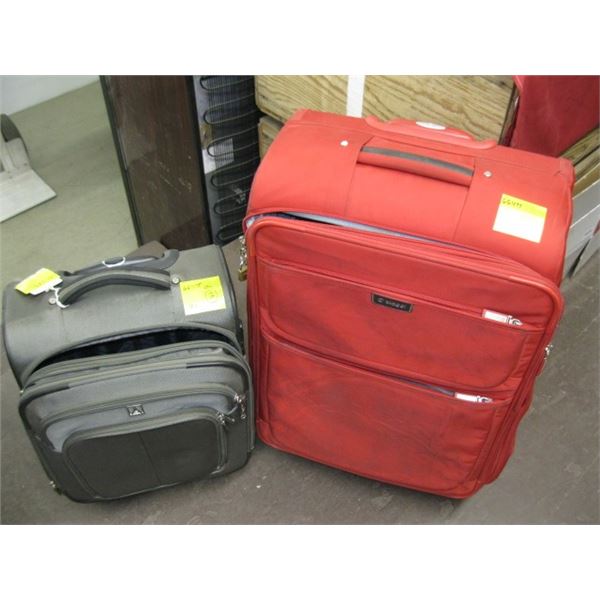 LARGE RED SUITCASE & SMALLER GREY SUITCASE