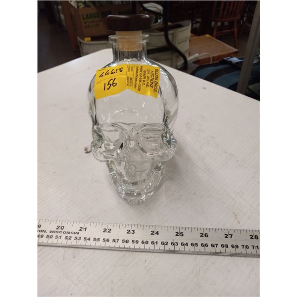 CLEAR GLASS SKULL DECANTER