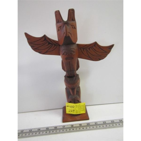 SMALL TOTEM POLE WITH BEAR AND EAGLE