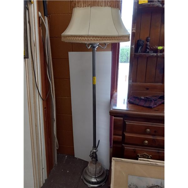 ANTIQUE POLE LAMP WITH METAL AND MARBLE BASE