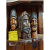 Image 1 : THREE CARVED WOODEN HEADS AND SPOON