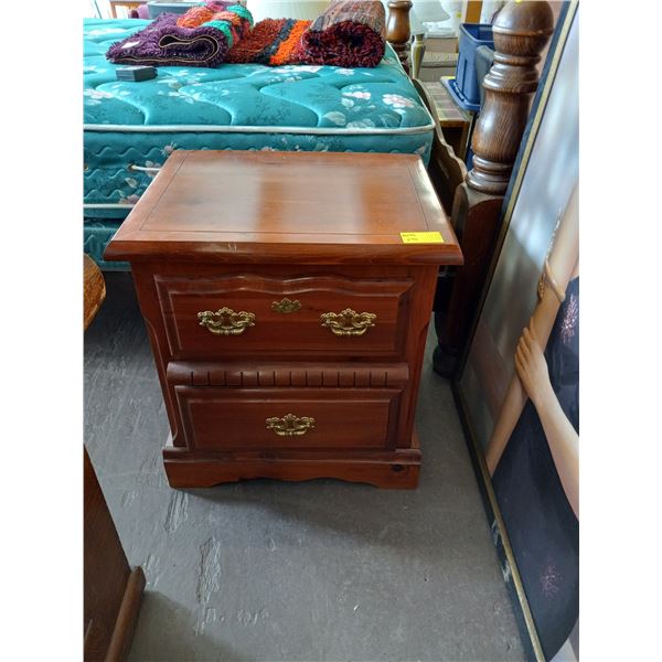 ONE SMALL TWO DRAWER END TABLE.