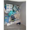 Image 3 : THREE LAUNDRY BASKETS, TWO PILLOWS AND PLASTIC 3 DRAWER ORGANIZER WITH DENTAL AND MEDICAL ITEMS