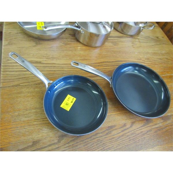 TWO BLUE DIAMOND FRYING PANS