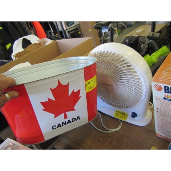 AIRWORKS FAN AND A CANADA METAL BUCKET