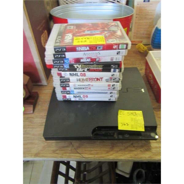 PLAYSTATION 3 WITH NO CORDS OR CONTROLLERS, 12 GAMES