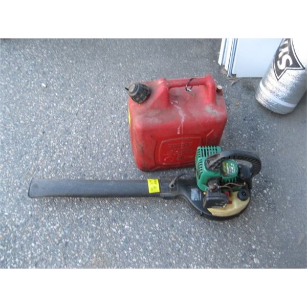 AS IS WEED EATER FEATHER LITE GAS BLOWER WITH A JERRY CAN