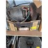 Image 1 : BOX WITH LIGHTS, SMALL AIR COMPRESSOR, GRINDER WHEEL, ETC