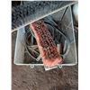 Image 2 : METAL CRATE WITH FIRE EXTINGUISHER, PUSH BROOM HEADS, JUMPER CABLES ETC.