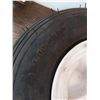 Image 2 : TWO MATCHING 4.00-6NHS TIRES ON RIM. ONE 4.80/4.00-8 TIRE ON RIM