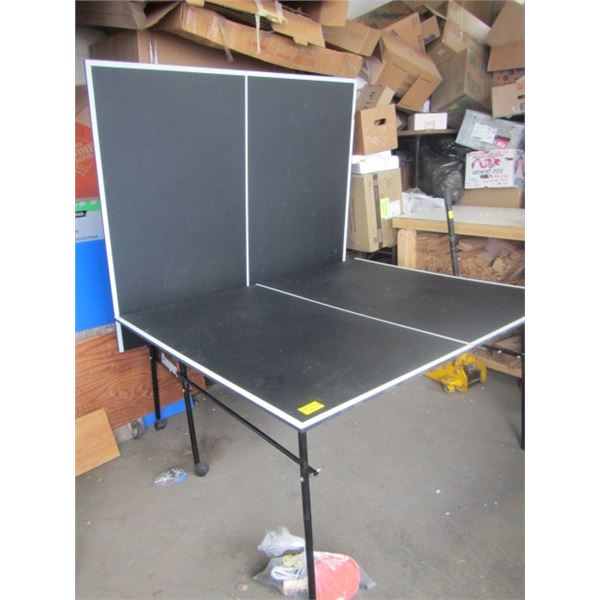 ONE PING PONG TABLE WITH BAG OF PADDLES AND BALLS