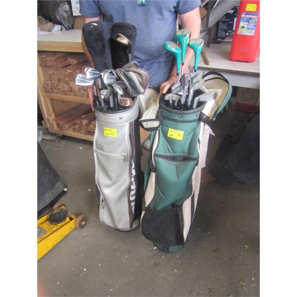 2 GOLF BAGS AND CLUBS