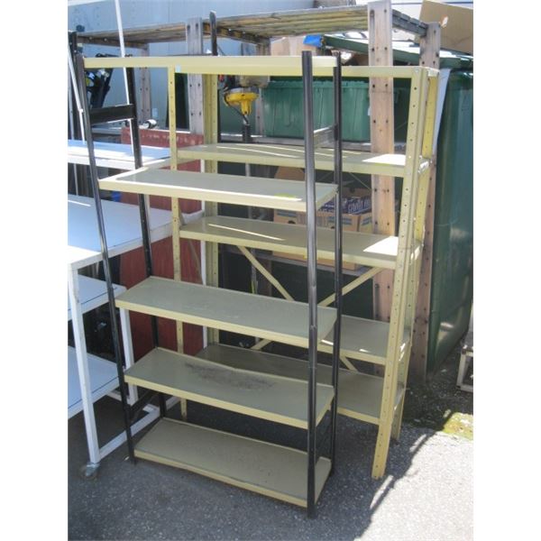 2-YELLOW METAL SHELF UNITS