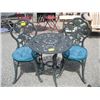 Image 1 : METAL BISTRO TABLE AND TWO CHAIRS
