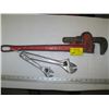 Image 1 : LARGE HD PIPE WRENCH AND TWO CRESCENT WRENCHES