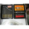 Image 3 : METAL BEACH TOOL BOX WITH 15 PCE WOOD SPADE BIT SET, WRENCHES ETC