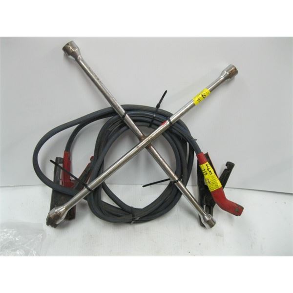 WHEEL WRENCH AND JUMPER CABLES