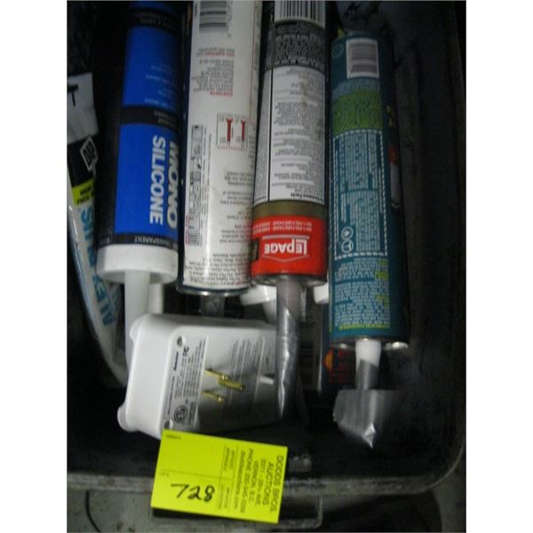 BIN OF CAULKING TUBES, ETC.