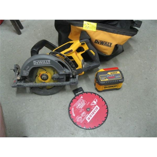 DEWALT FLEXBOLT BRUSHLESS 60 VOLT MAX SKILL SAW IN BAG WITH BATTERY AND EXTRA BLADE, NO CHARGER