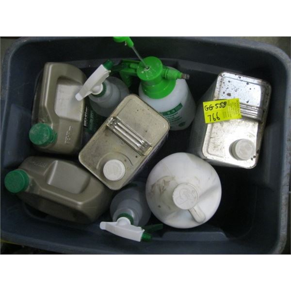 TOTE OF ACETONE, WOOD CLEANER ETC