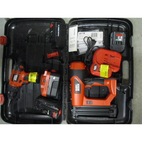 BLACK AND DECKER BATTERY OPERATED DRILL AND NAILER KIT