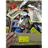 Image 1 : BOX OF MISC WHEEL PULLER, TRAILER BALL AND MISC HAND TOOLS