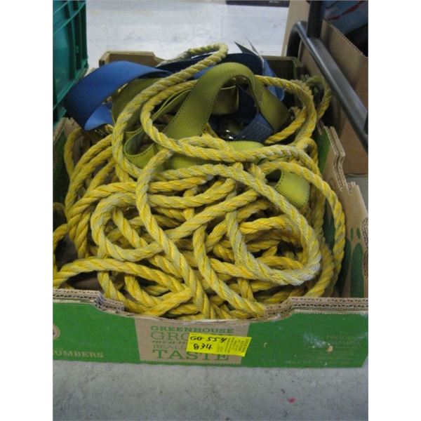 BOX OF ROPE AND STRAPS