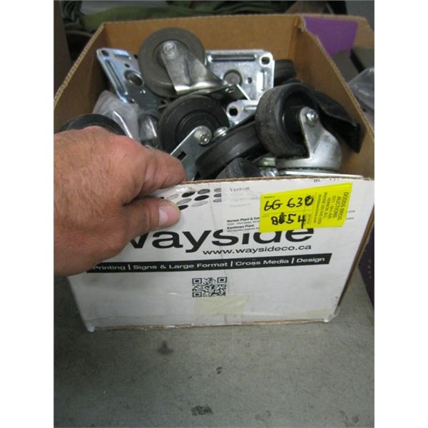 BOX OF ASSORTED CART WHEELS