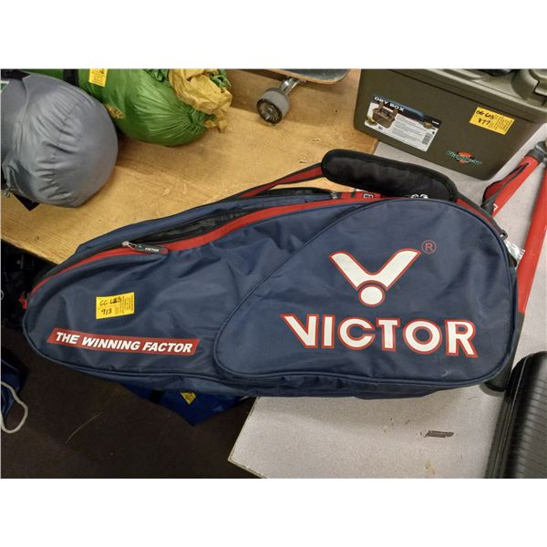 VICTOR RACKET BAG WITH TENNIS BALLS AND RACKETS