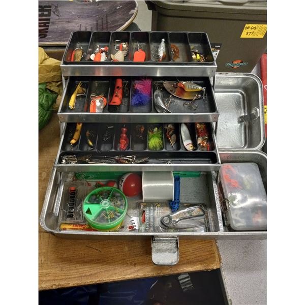 METAL TACKLE BOX WITH MISC. TACKLE