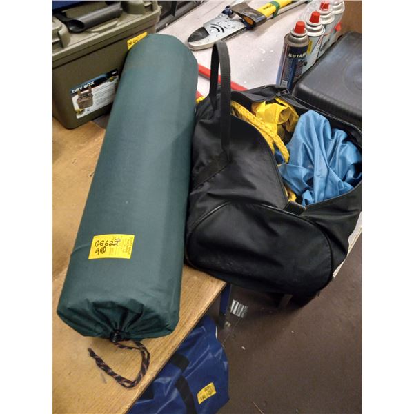 BAG WITH ROPE AND A ROLL UP CAMPING MATTRESS